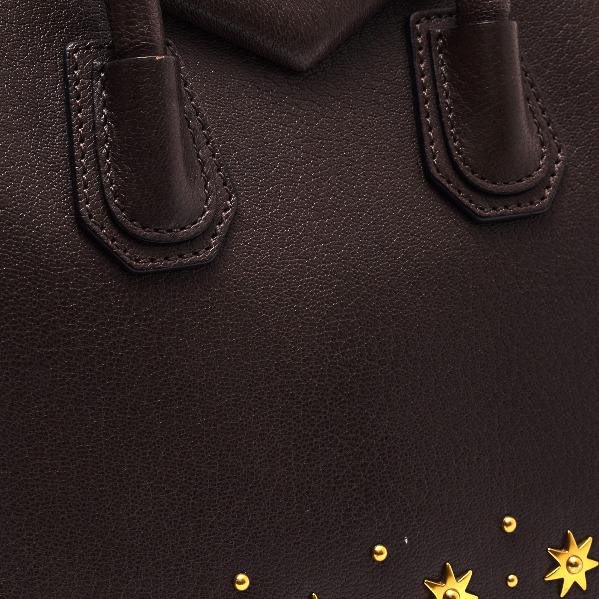 Givenchy - Brown Leather & Gold Star Nano Antigona Bag